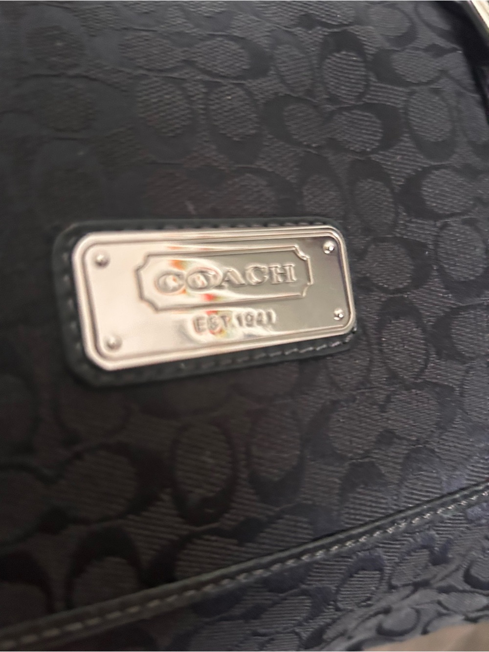 Coach Black Signature Logo Duffel with Leather Trim - Picture 4 of 11